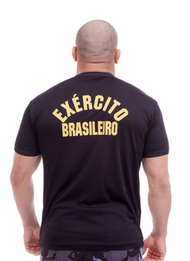 Camiseta Exército Brasileiro Escrito Amarelo - Preta